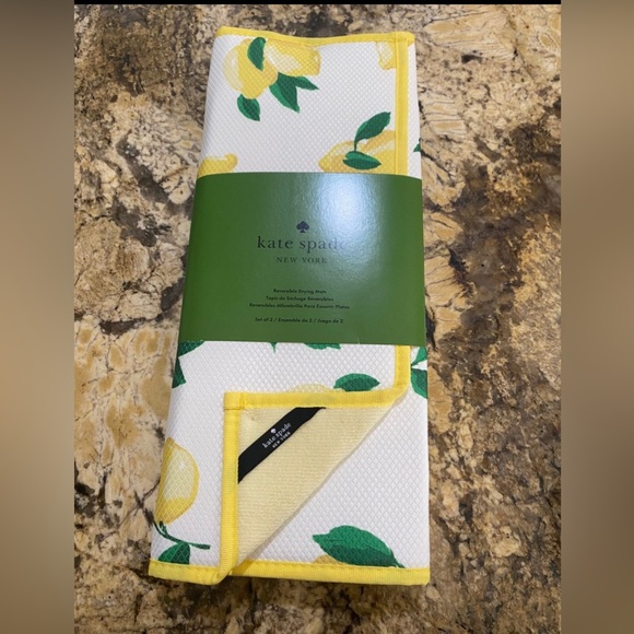 Kate Spade Lemon Drying Mats Set - Bold colorful print! perfect pop of color - - Picture 1 of 2